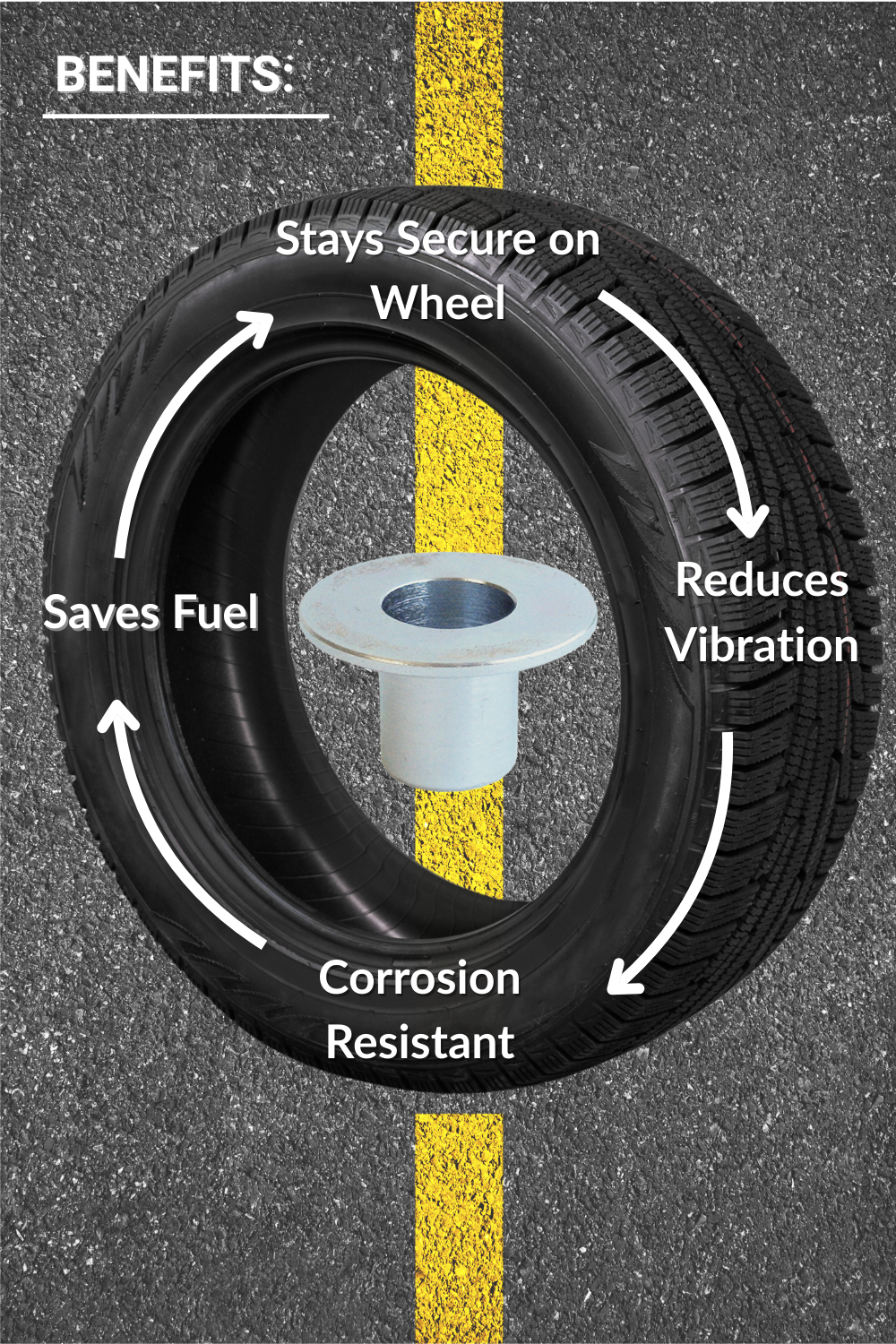 Steer Axle Wheel Centering Sleeves for Ford F-450 & F-550 | Fits 0.597" Aluminum Wheel Holes | Steel Zinc-Plated Vibration Eliminators (Set for Aluminum Wheels)